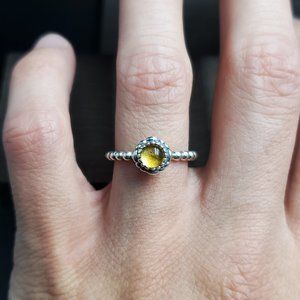 Size 6.25 Sterling Silver Round Orb Citrine Pandora Brand Ring